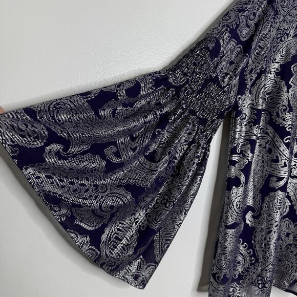 Michael Kors Blue and Silver Patterned Blouse - Picture 2 of 7